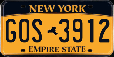 NY license plate GOS3912
