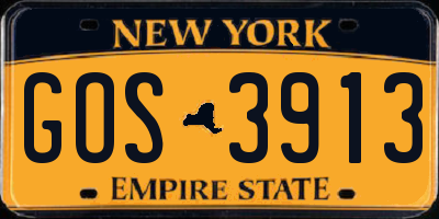 NY license plate GOS3913