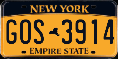 NY license plate GOS3914