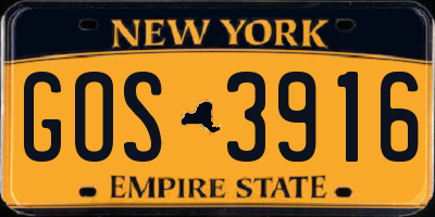 NY license plate GOS3916