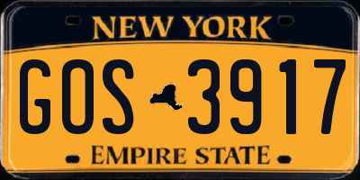 NY license plate GOS3917