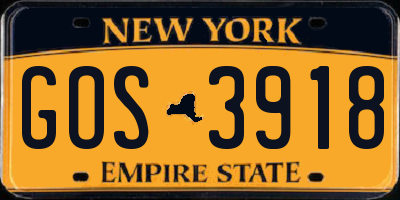 NY license plate GOS3918