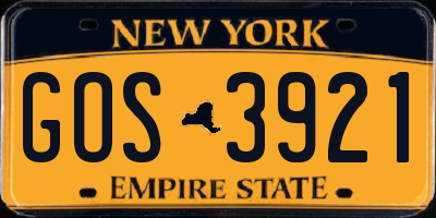 NY license plate GOS3921