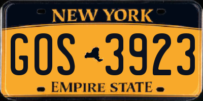 NY license plate GOS3923