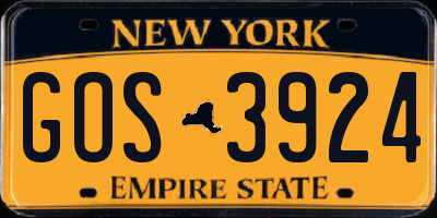 NY license plate GOS3924