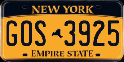 NY license plate GOS3925