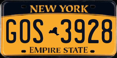 NY license plate GOS3928
