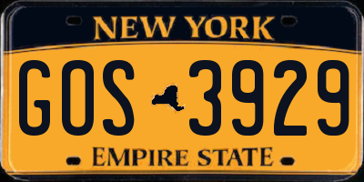 NY license plate GOS3929