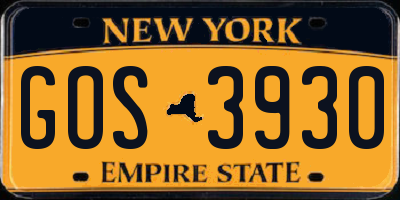 NY license plate GOS3930
