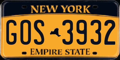 NY license plate GOS3932