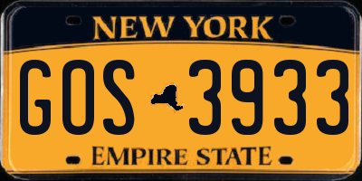 NY license plate GOS3933