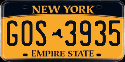 NY license plate GOS3935