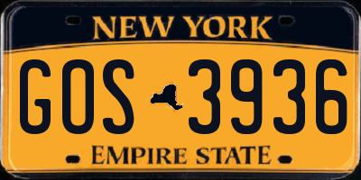 NY license plate GOS3936