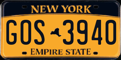 NY license plate GOS3940