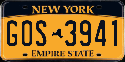 NY license plate GOS3941