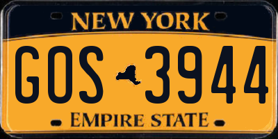 NY license plate GOS3944