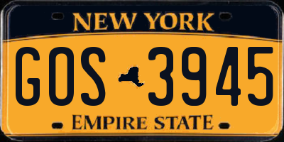NY license plate GOS3945