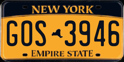 NY license plate GOS3946