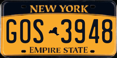 NY license plate GOS3948