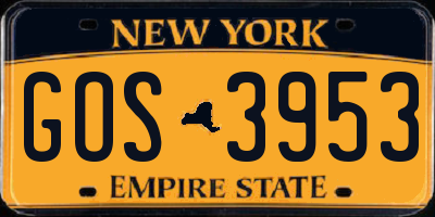 NY license plate GOS3953