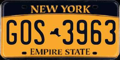NY license plate GOS3963