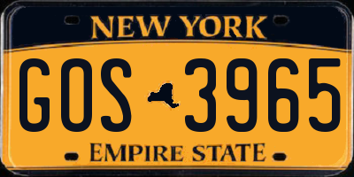 NY license plate GOS3965