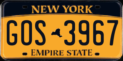 NY license plate GOS3967