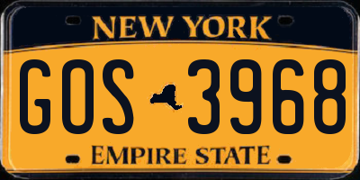 NY license plate GOS3968