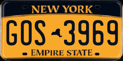 NY license plate GOS3969