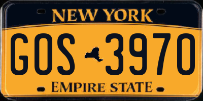 NY license plate GOS3970