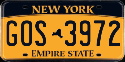 NY license plate GOS3972