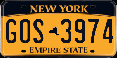 NY license plate GOS3974
