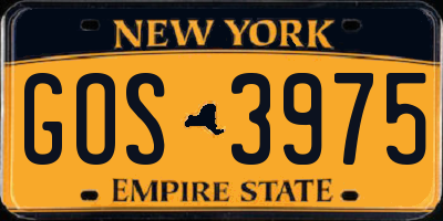 NY license plate GOS3975