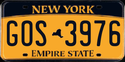 NY license plate GOS3976
