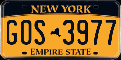 NY license plate GOS3977