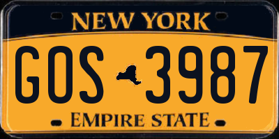 NY license plate GOS3987