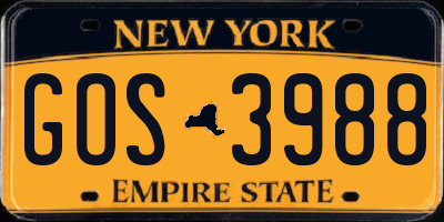 NY license plate GOS3988