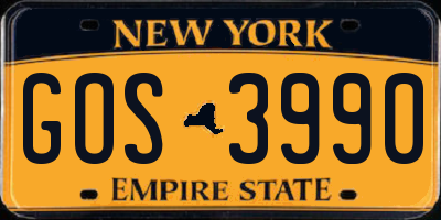 NY license plate GOS3990