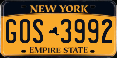 NY license plate GOS3992