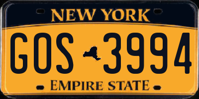 NY license plate GOS3994