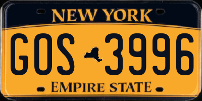 NY license plate GOS3996