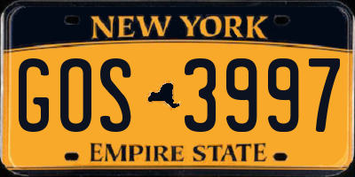 NY license plate GOS3997