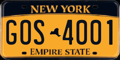 NY license plate GOS4001