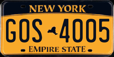 NY license plate GOS4005