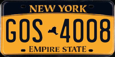 NY license plate GOS4008