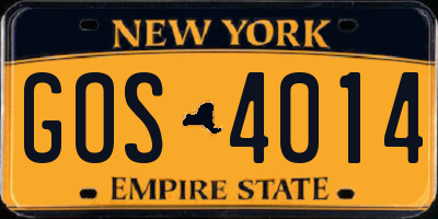 NY license plate GOS4014