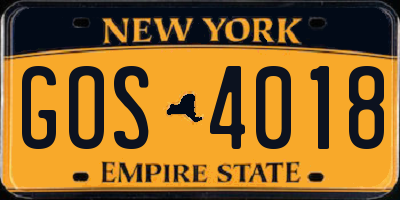 NY license plate GOS4018
