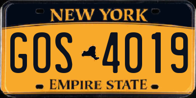 NY license plate GOS4019