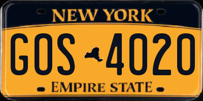NY license plate GOS4020