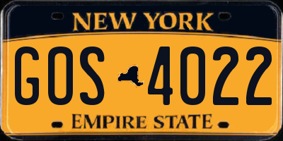 NY license plate GOS4022